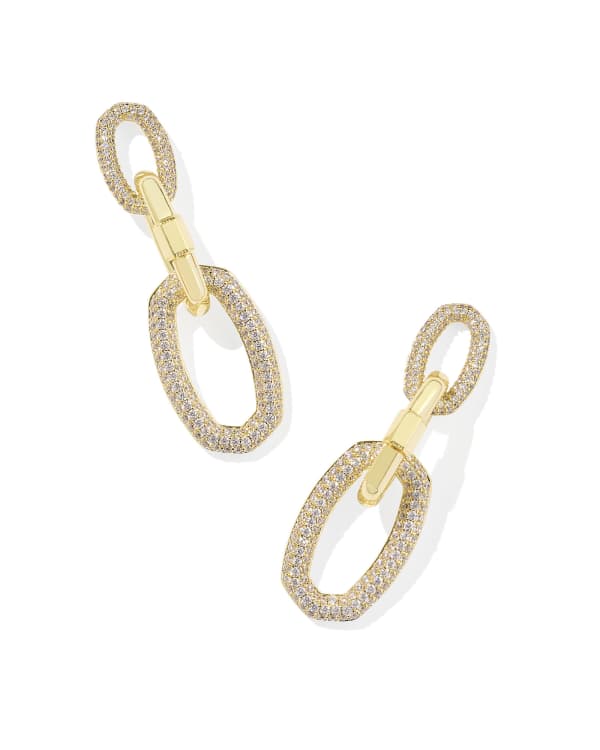 Emery Gold Statement Earrings in White CZ